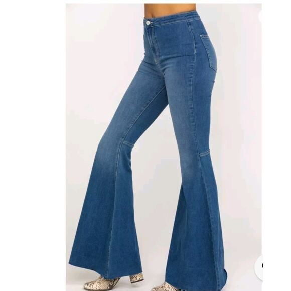 Free People Denim - Free People Just Float On Jeans Women's 28 Blue Denim Flare Bellbottom High Rise